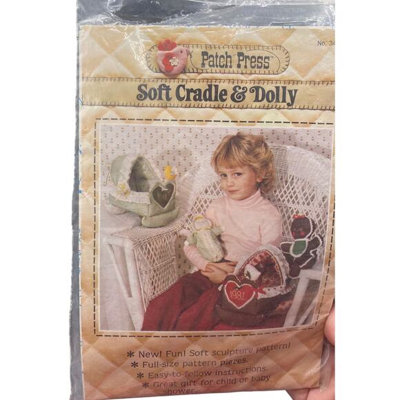 vintage Soft Cradle & Dolly sewing pattern #348C by Patch Press - Picture 1 of 2